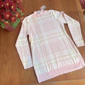 NWOT Isaac Mizrahi Plaid Tunic Sweater/Dress.  Academia Mock-Turtle Neck Style.